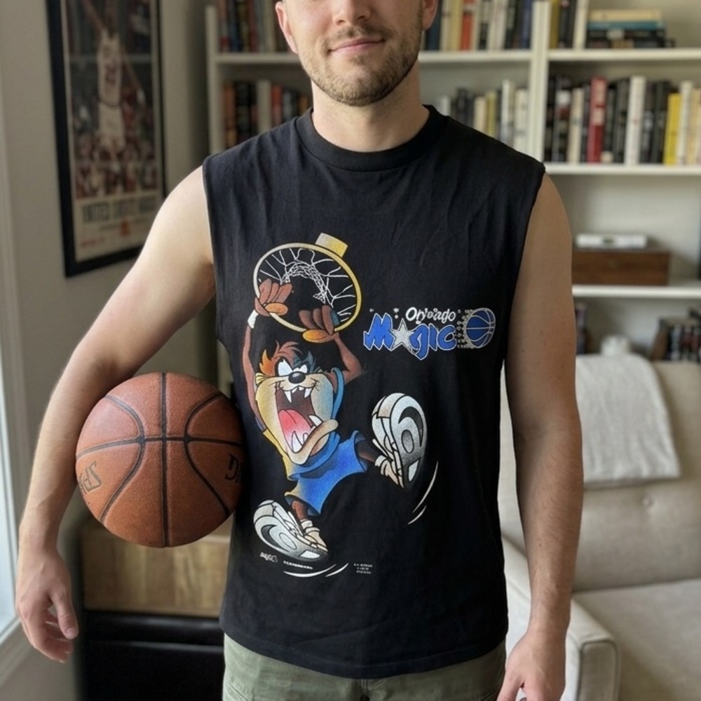 Rare NWT Vintage 1995 League Leader Taz Orlando Magic Sleeveless Tee Size M